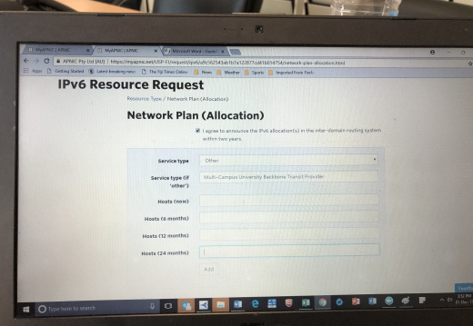 IPv6 resource form